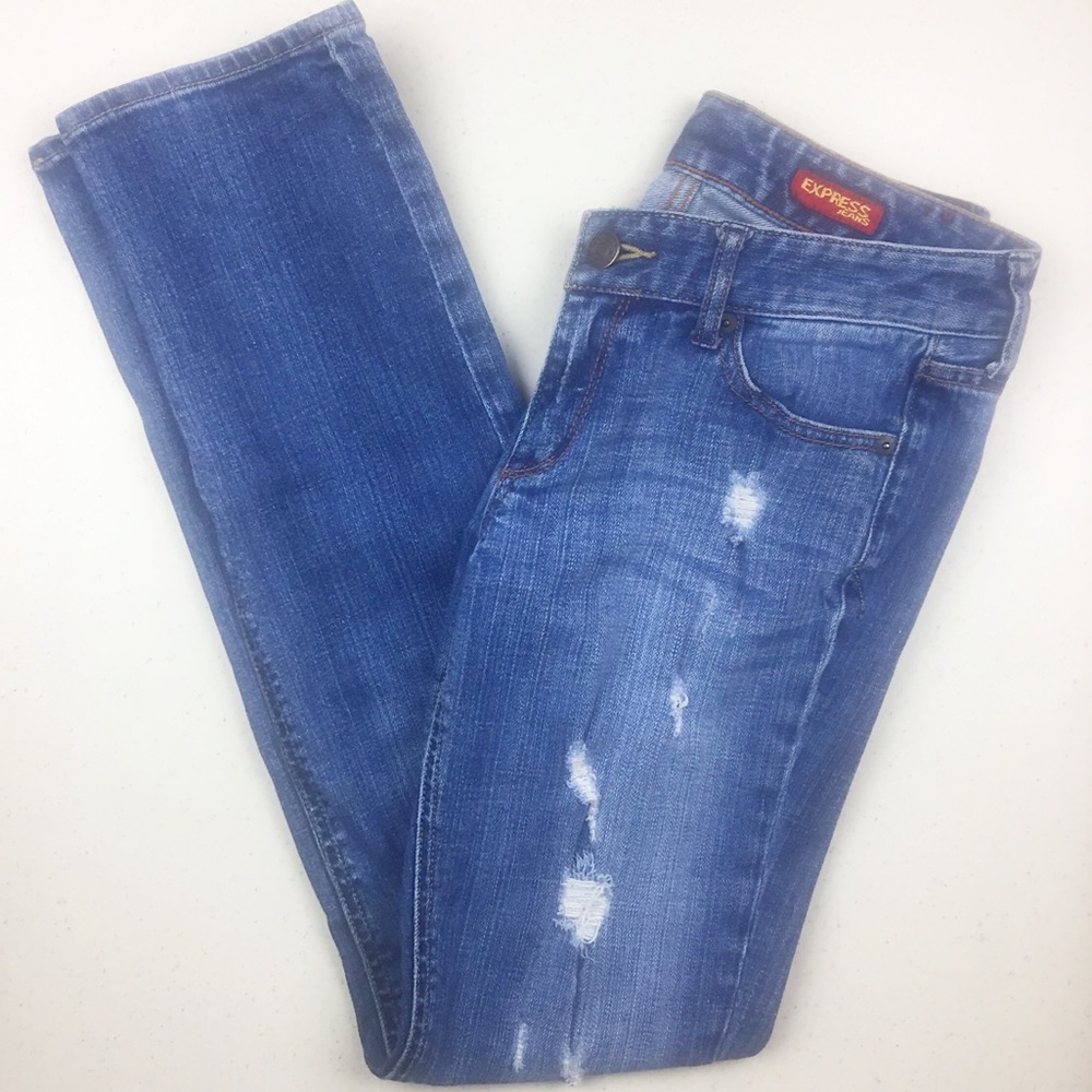 Express Stella Medium Wash Low Rise Skinny Jeans